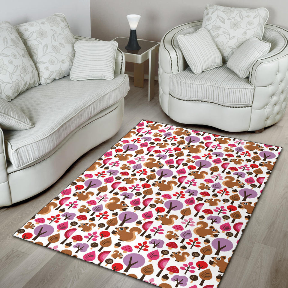 Squirrel Pattern Print Design 02 Area Rug