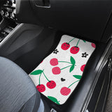 Cherry Pattern White Background Front And Back Car Mats