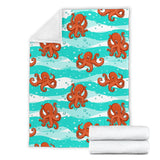 Octopuses Sea Wave Background Premium Blanket