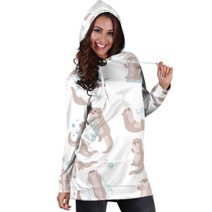 Cute Sea Otters Pattern Women'S Hoodie Dress