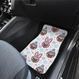 Cute Pug Hat Rabbit Costume Pattern Front And Back Car Mats