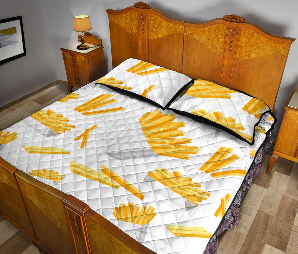 French fries white paper box pattern Quilt Bed Set