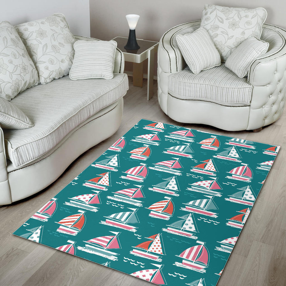Cute Sailboat Pattern Area Rug