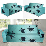 Sea Turtle With Blue Ocean Backgroud Sofa Slipcover
