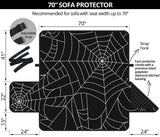 Spider web pattern Black background white cobweb Sofa Cover Protector