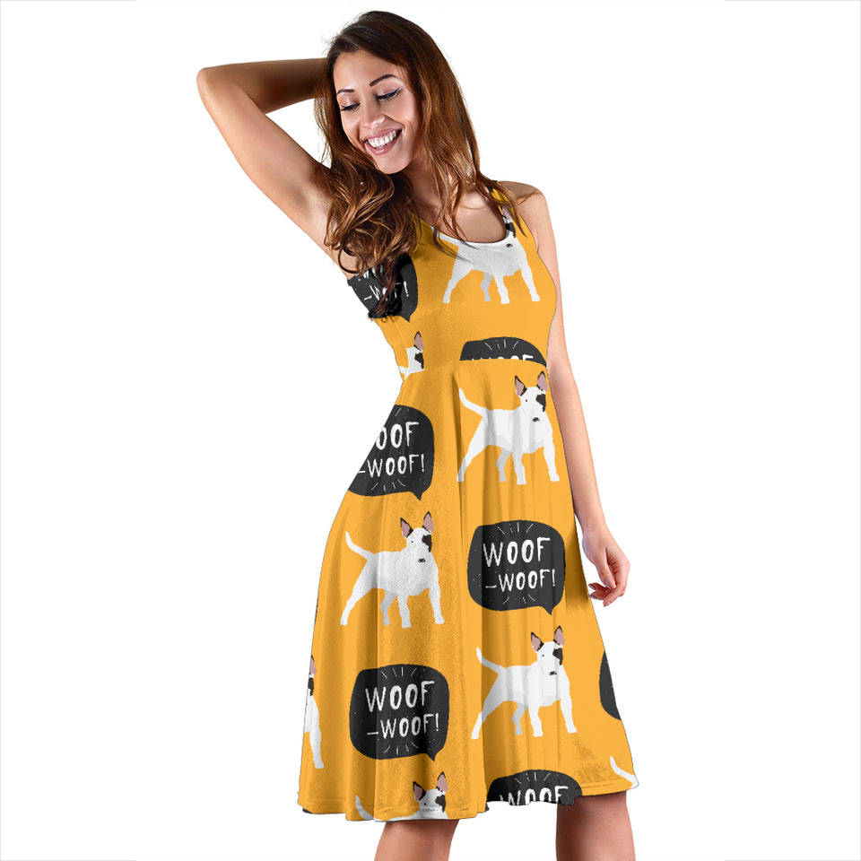 Bull Terrier Pattern Print Design 03 Sleeveless Midi Dress