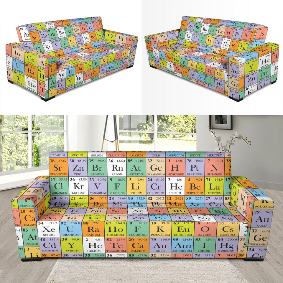 Chemistry Periodic Table Pattern Print Design 01 Sofa Slipcover