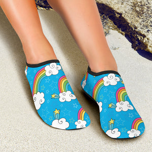 Rainbows Sky Clouds Pattern Aqua Shoes