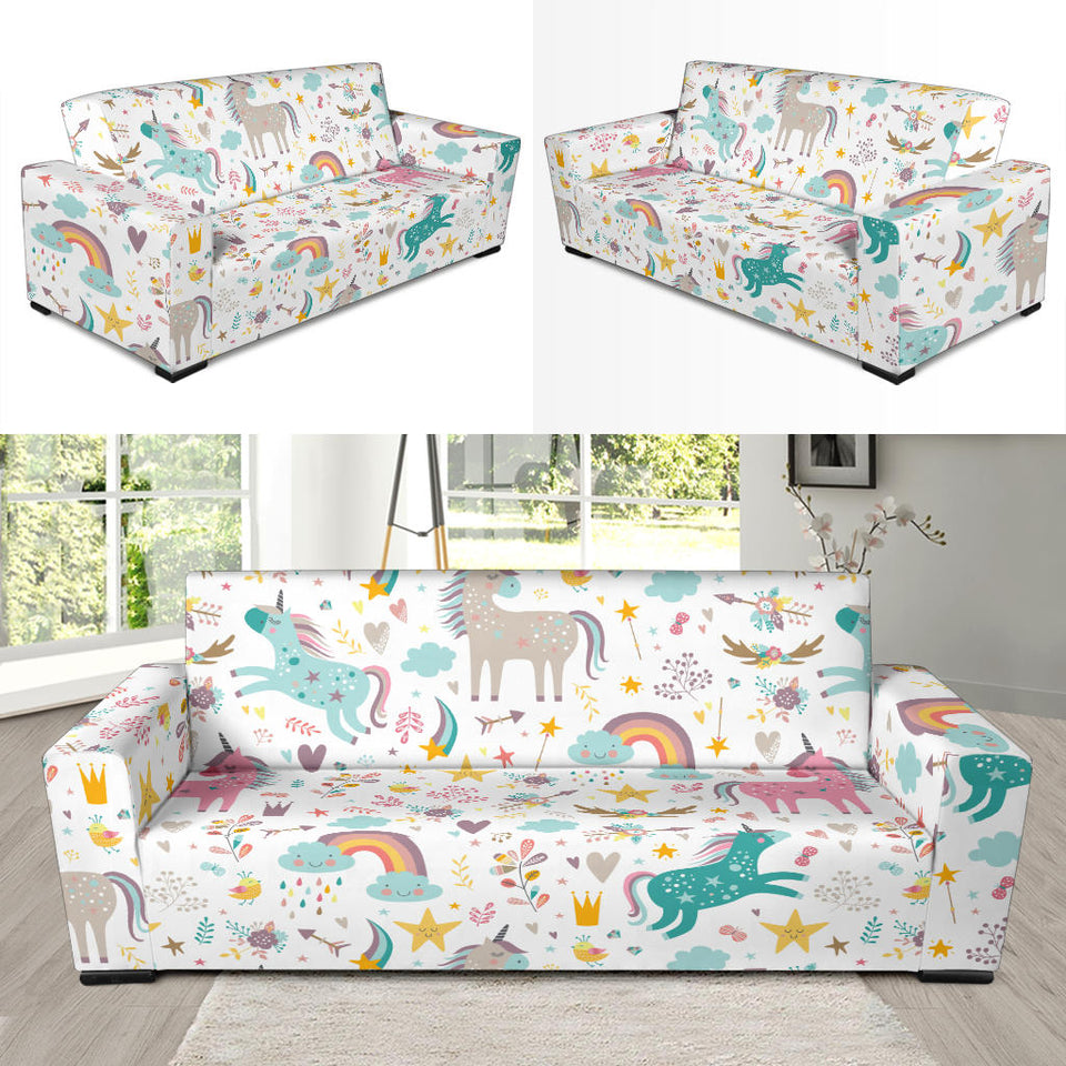 Colorful Unicorn Pattern Sofa Slipcover