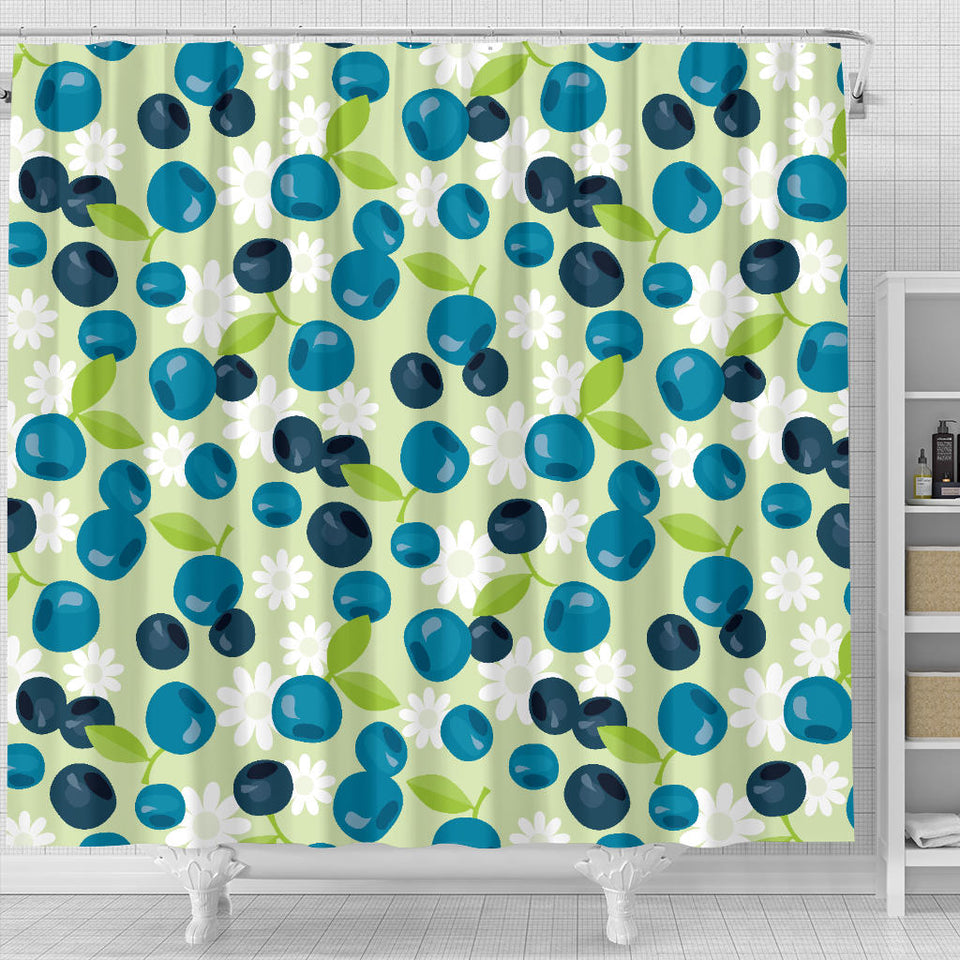 Blueberry Flower Pattern Shower Curtain Fulfilled In US