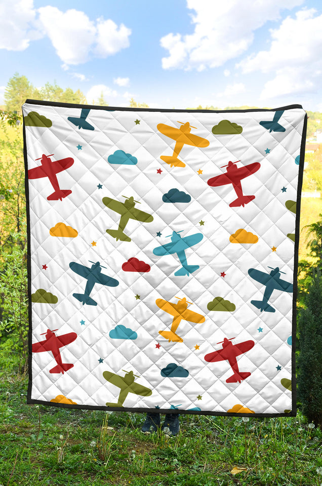 Airplane Star Cloud Colorful Premium Quilt