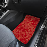 Gold Dragons Red Background Front And Back Car Mats