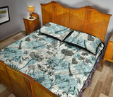 Dragonfly Butterfly Plants insect flower vintage style pattern Quilt Bed Set
