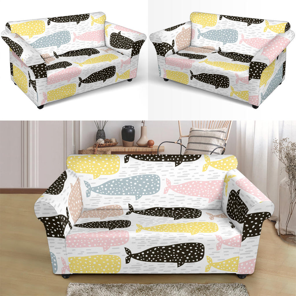 Whale Dot Pattern Loveseat Couch Slipcover