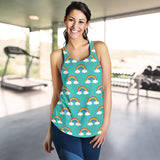 Rainbow pattern green background Women Racerback Tank Top