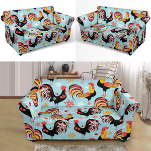 Rooster Chicken Cock Snowfalke Loveseat Couch Slipcover