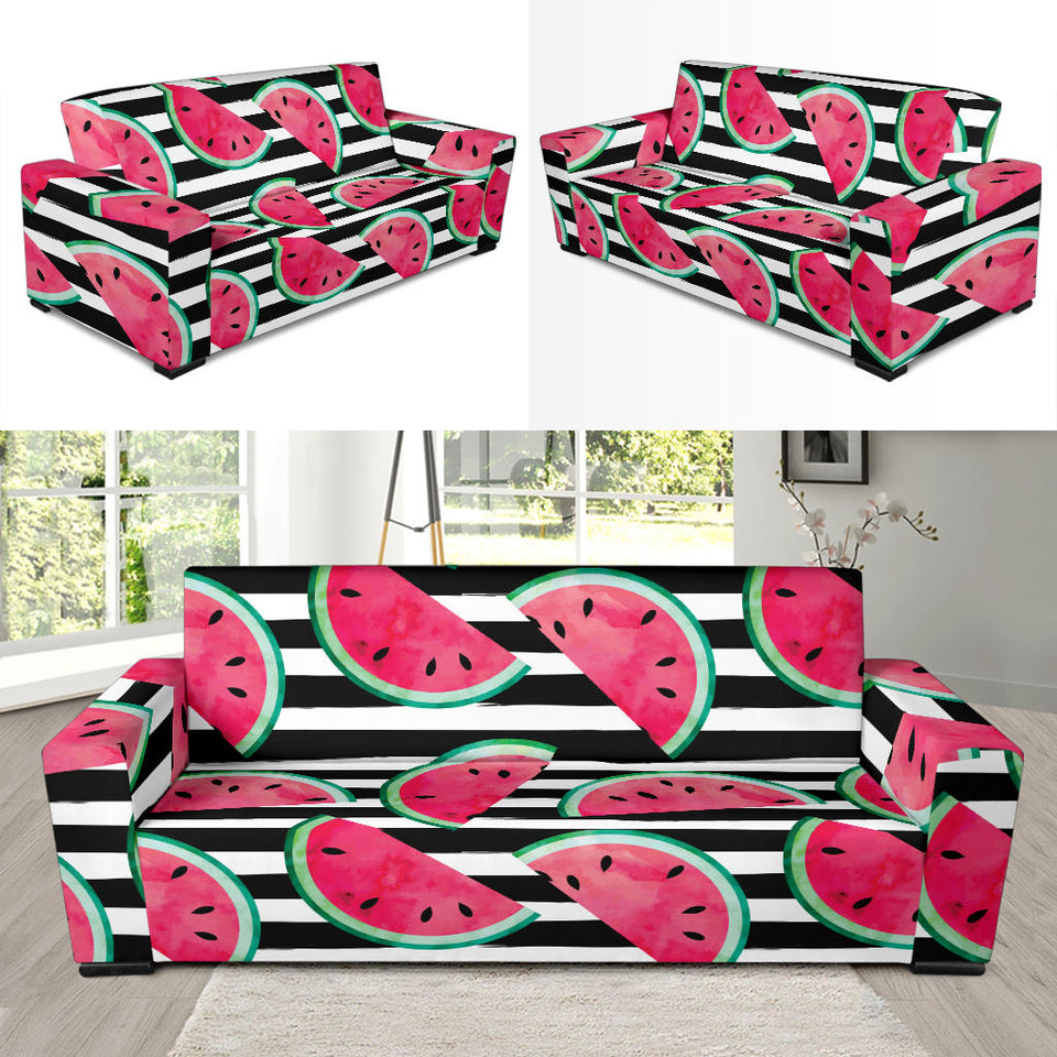 Watercolor Paint Textured Watermelon Pieces Sofa Slipcover