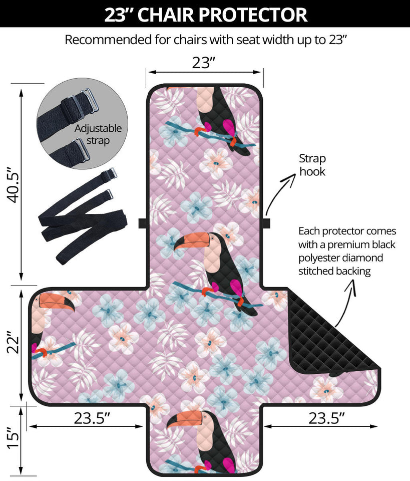 Beautiful toucan flower leaves Chair Cover Protector