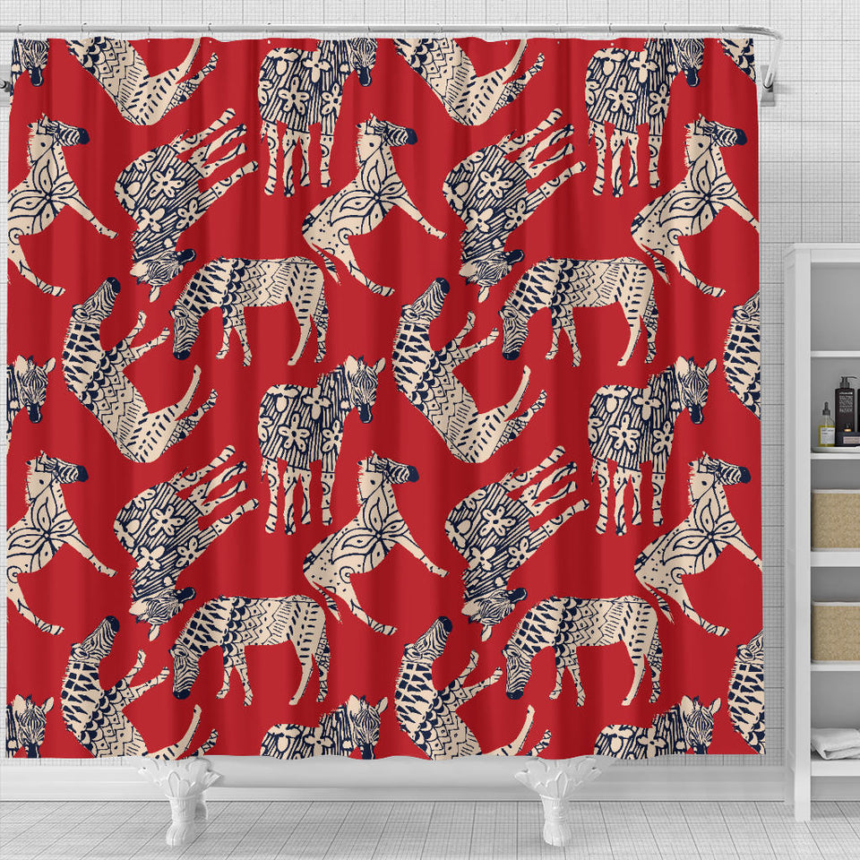 Zebra Abstract Red Background Shower Curtain Fulfilled In US