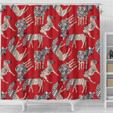Zebra Abstract Red Background Shower Curtain Fulfilled In US