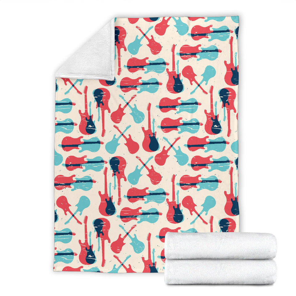 Red Blue Guitar Pattern Premium Blanket