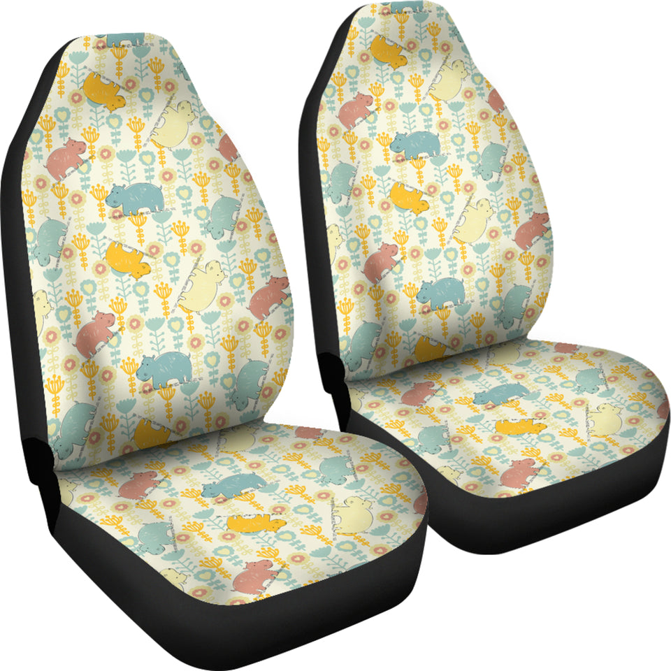 Hippopotamus Pattern Print Design 04 Universal Fit Car Seat Covers