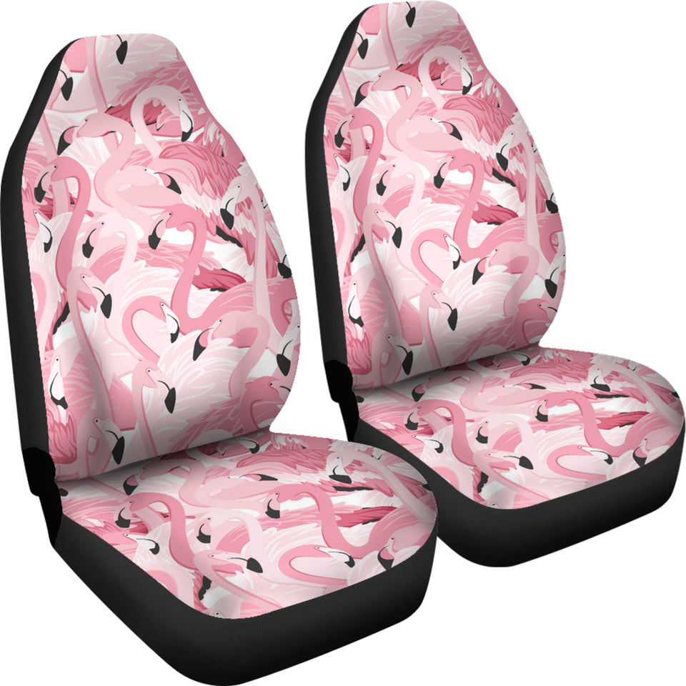Pink Flamingos Pattern Background Universal Fit Car Seat Covers