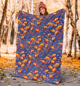 Clown Fish Pattern Print Design 04 Premium Blanket