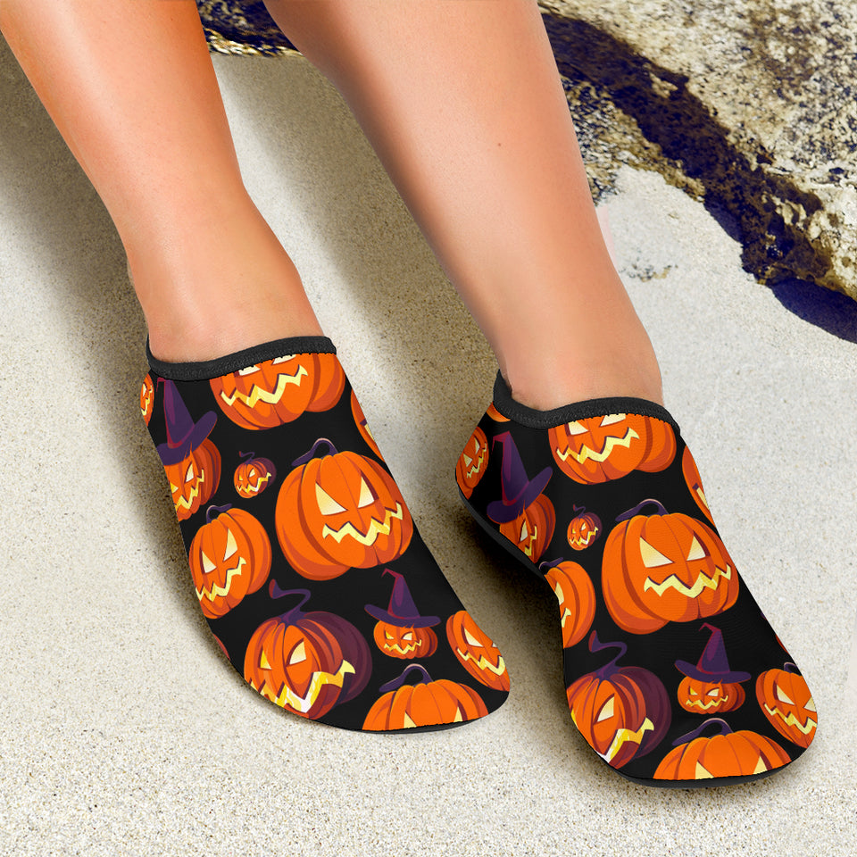 Halloween Pumpkin Pattern Aqua Shoes