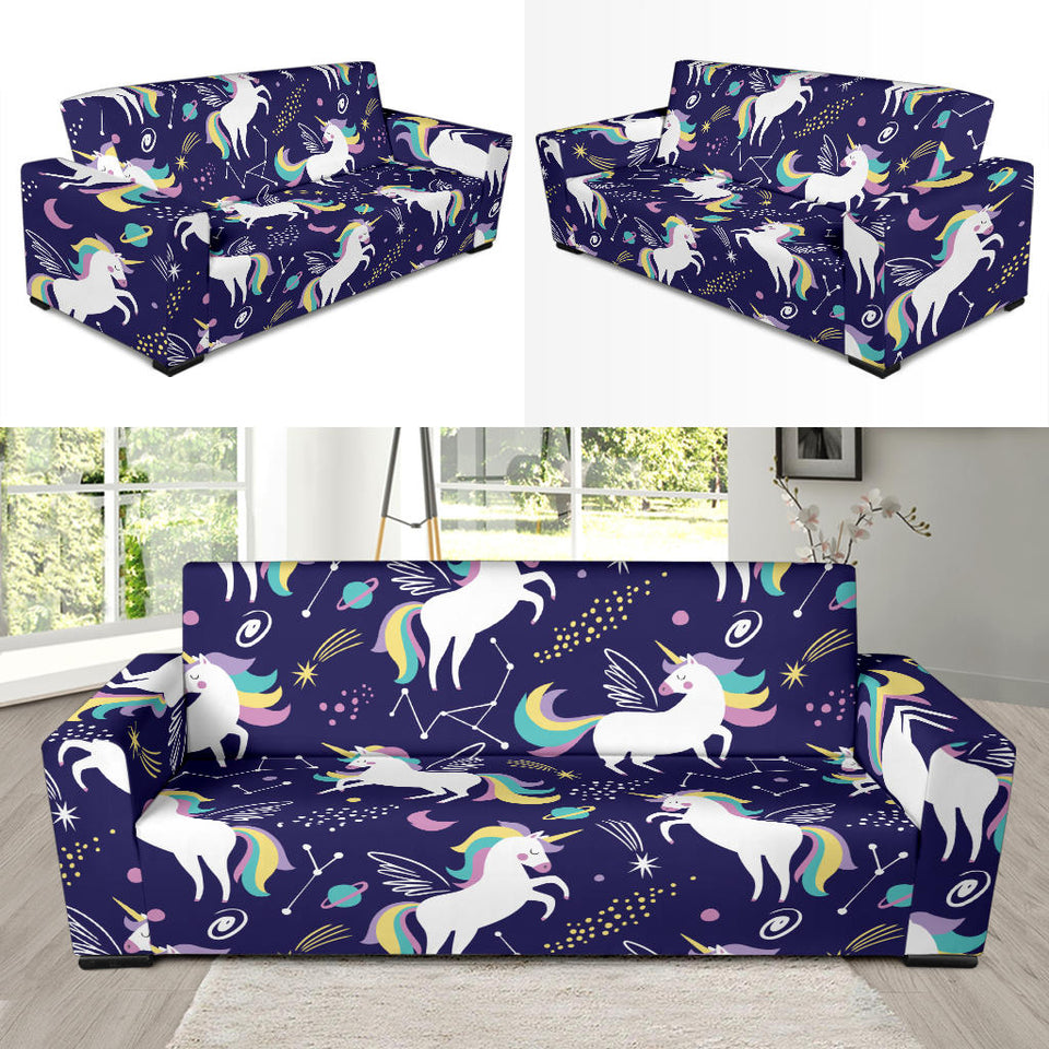 Hand Drawn Cute Unicorn Star Planet Sofa Slipcover