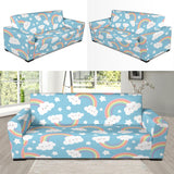 Cute Rainbow Clound Star Pattern Blue Background Sofa Slipcover