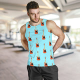 electric guitar pattern light blue background Men Tank Top