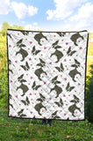 Boston Terrier Dog Hearts Vector Pattern Premium Quilt
