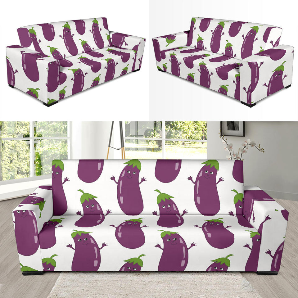 Eggplant Pattern Print Design 01 Sofa Slipcover