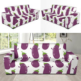Eggplant Pattern Print Design 01 Sofa Slipcover