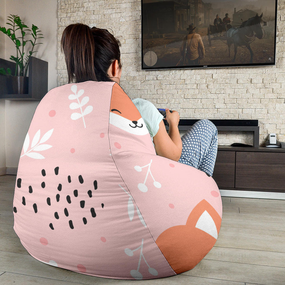 Cute Fox Pattern Pink Background Bean Bag Cover