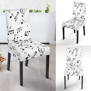 Music Notes Pattern Print Design 04 Dining Chair Slipcover