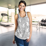 white swan gray background Women Racerback Tank Top