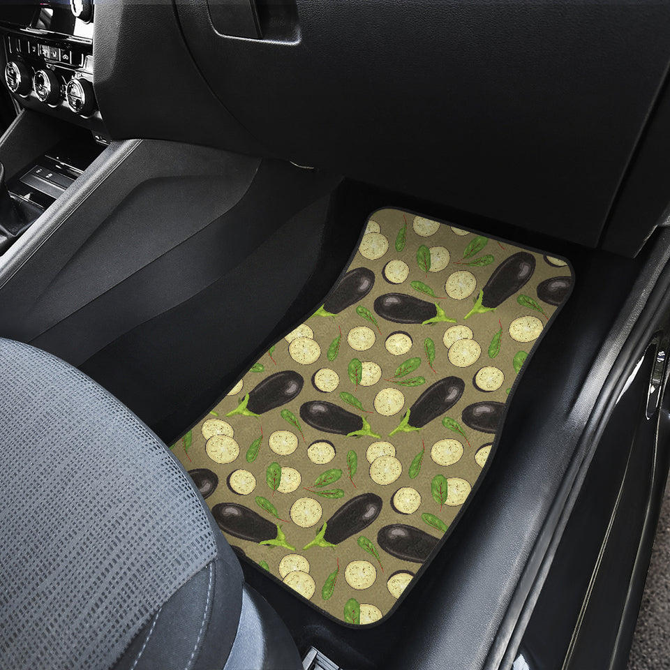 Eggplant Pattern Print Design 02 Front Car Mats
