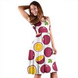 Passion Fruit Design Pattern Sleeveless Midi Dress