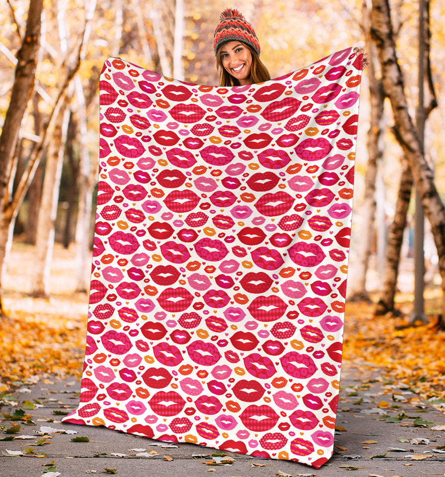 Lips Pattern Print Design 01 Premium Blanket