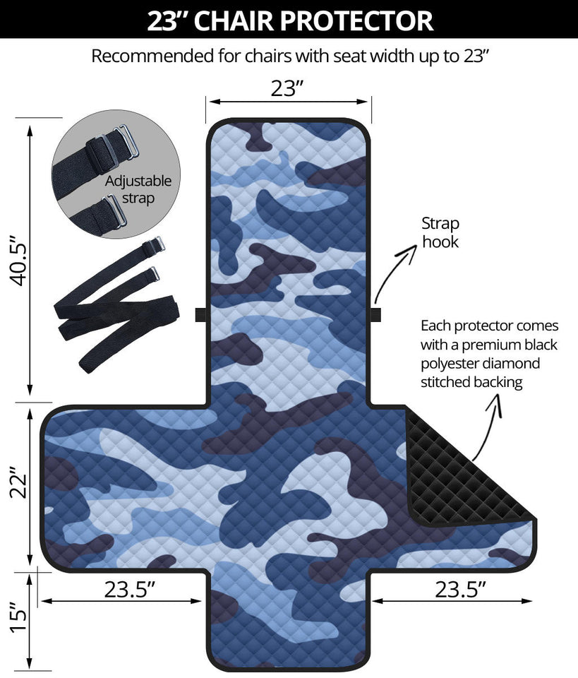 Blue camo camouflage pattern Chair Cover Protector