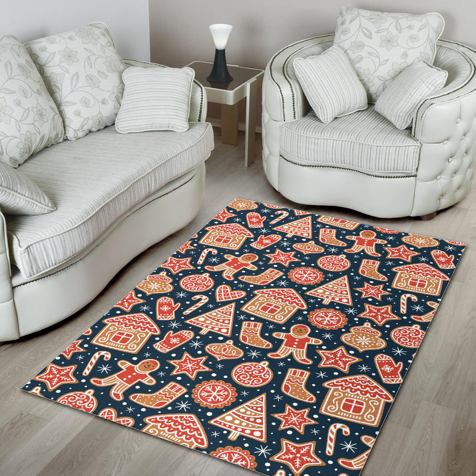 Christmas Gingerbread Cookie Pattern Area Rug