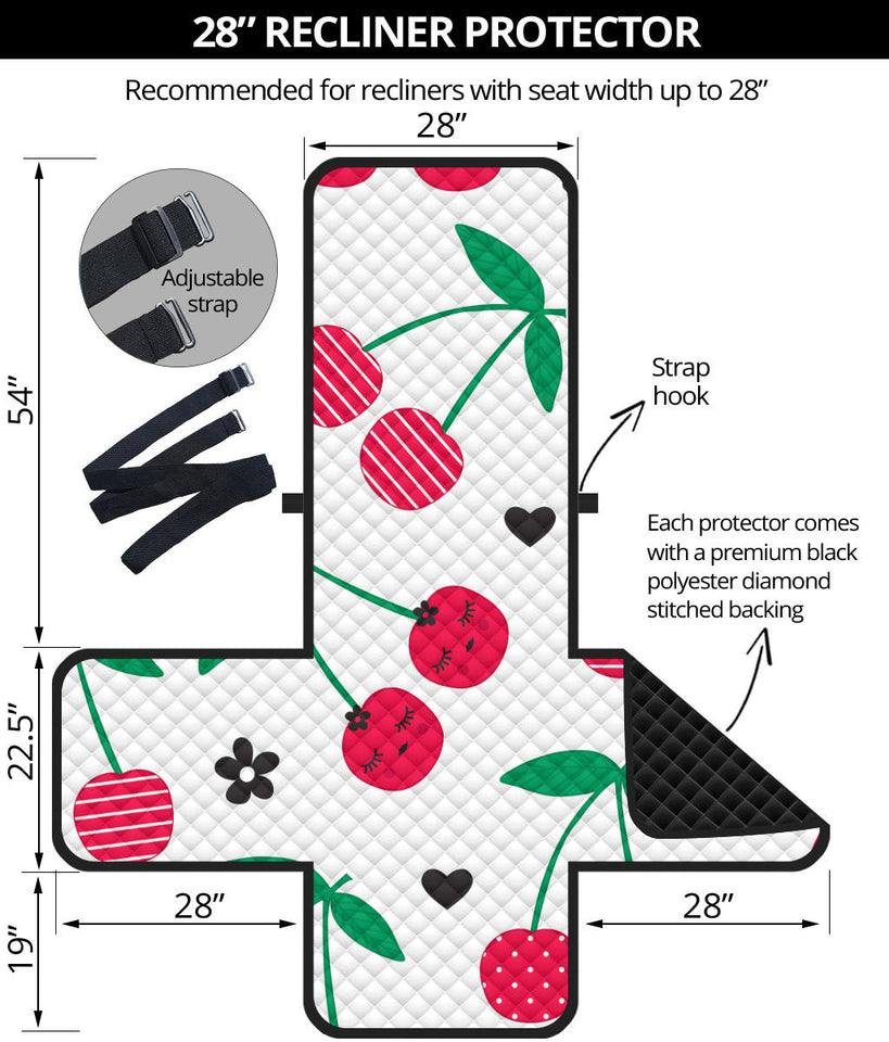 cherry pattern white background Recliner Cover Protector