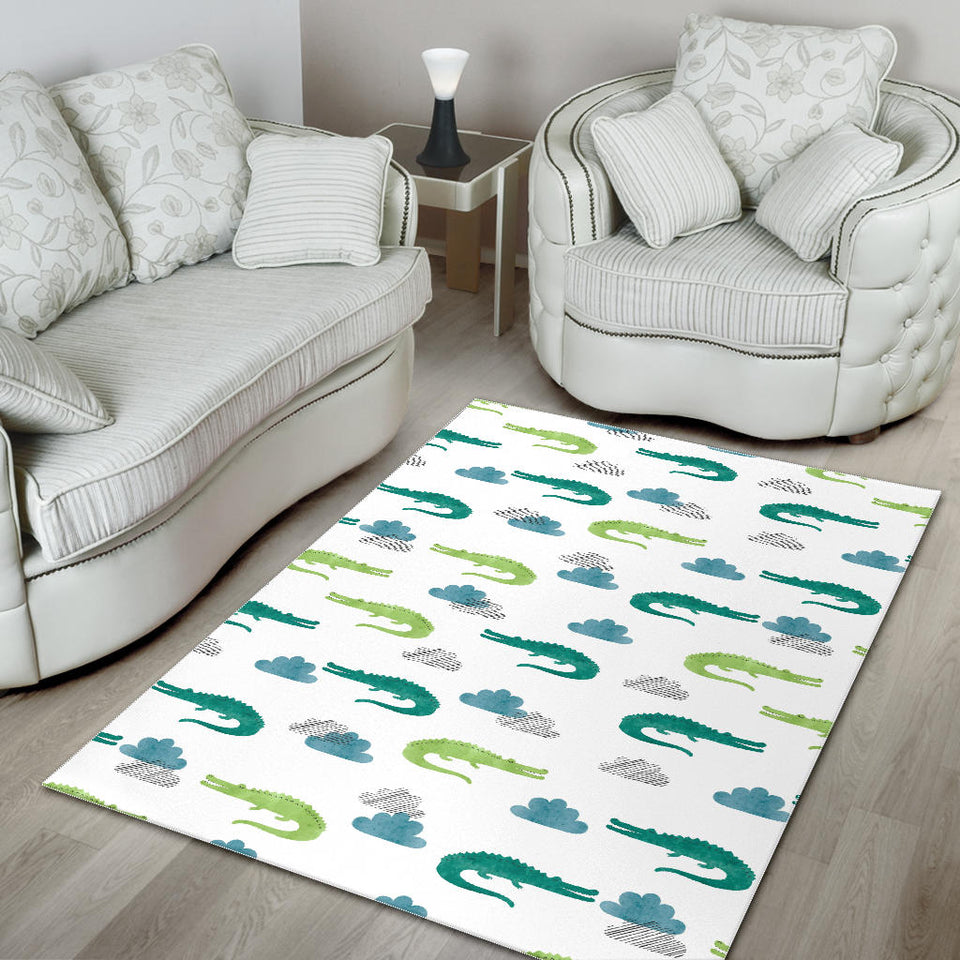 Watercolor Crocodile Pattern Area Rug