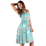 Cute Koalas Blue Background Pattern Sleeveless Midi Dress