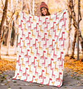 Giraffe Pattern Print Design 03 Premium Blanket