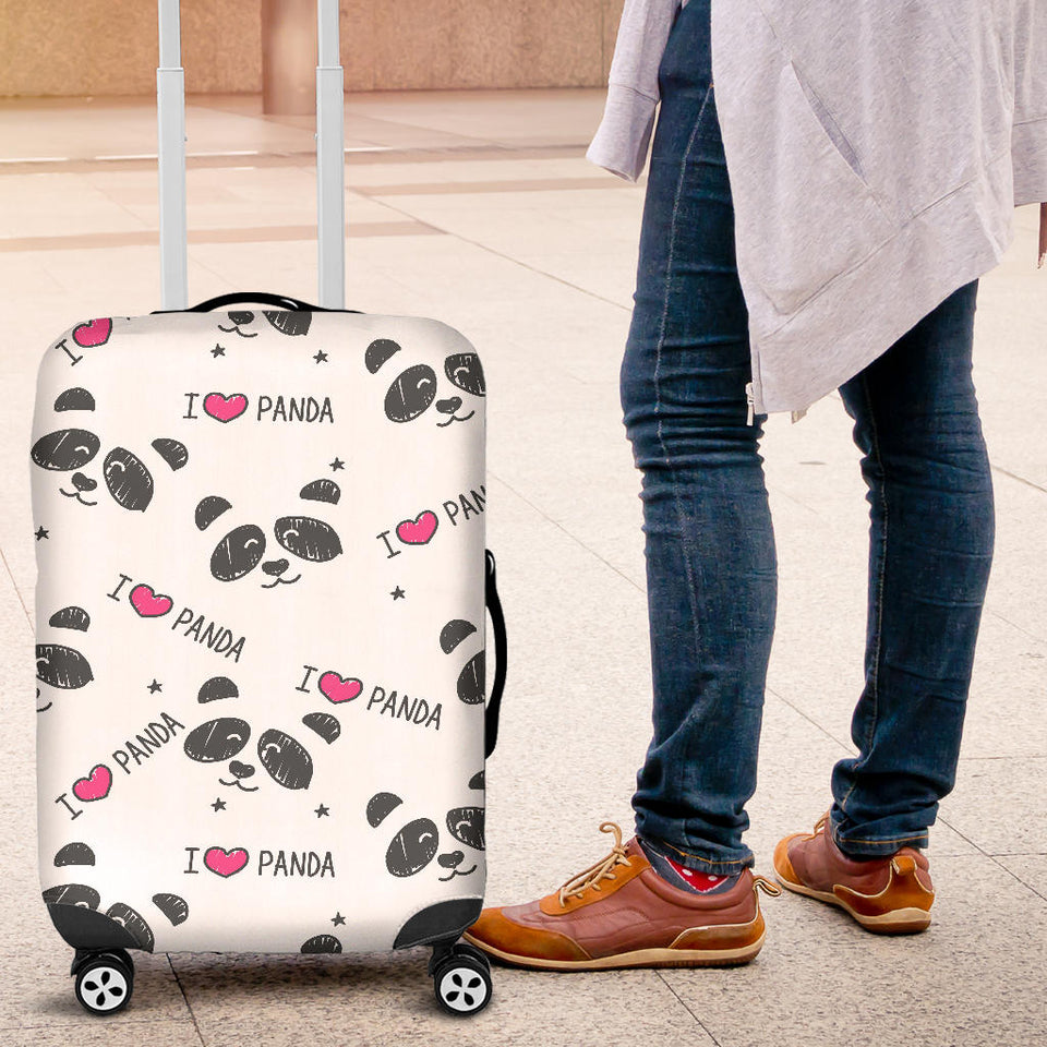 Hand Drawn Faces Of Pandas Pattern Luggage Covers