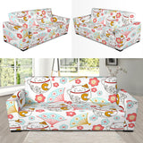 Maneki Neko Lucky Cat Fan Sakura Sofa Slipcover