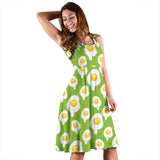 Fried Eggs Pattern Print Design 01 Sleeveless Midi Dress